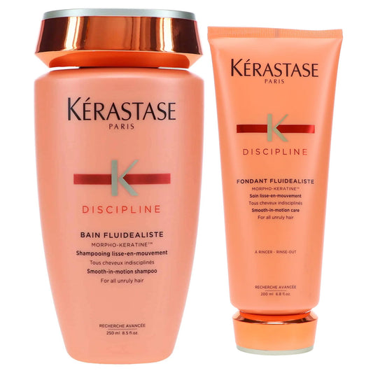 Kerastase Discipline Bain Fluidealiste Shampoo 8.5oz & Fondant Fluidealiste Conditioner For Unruly Hair 6.8oz Set