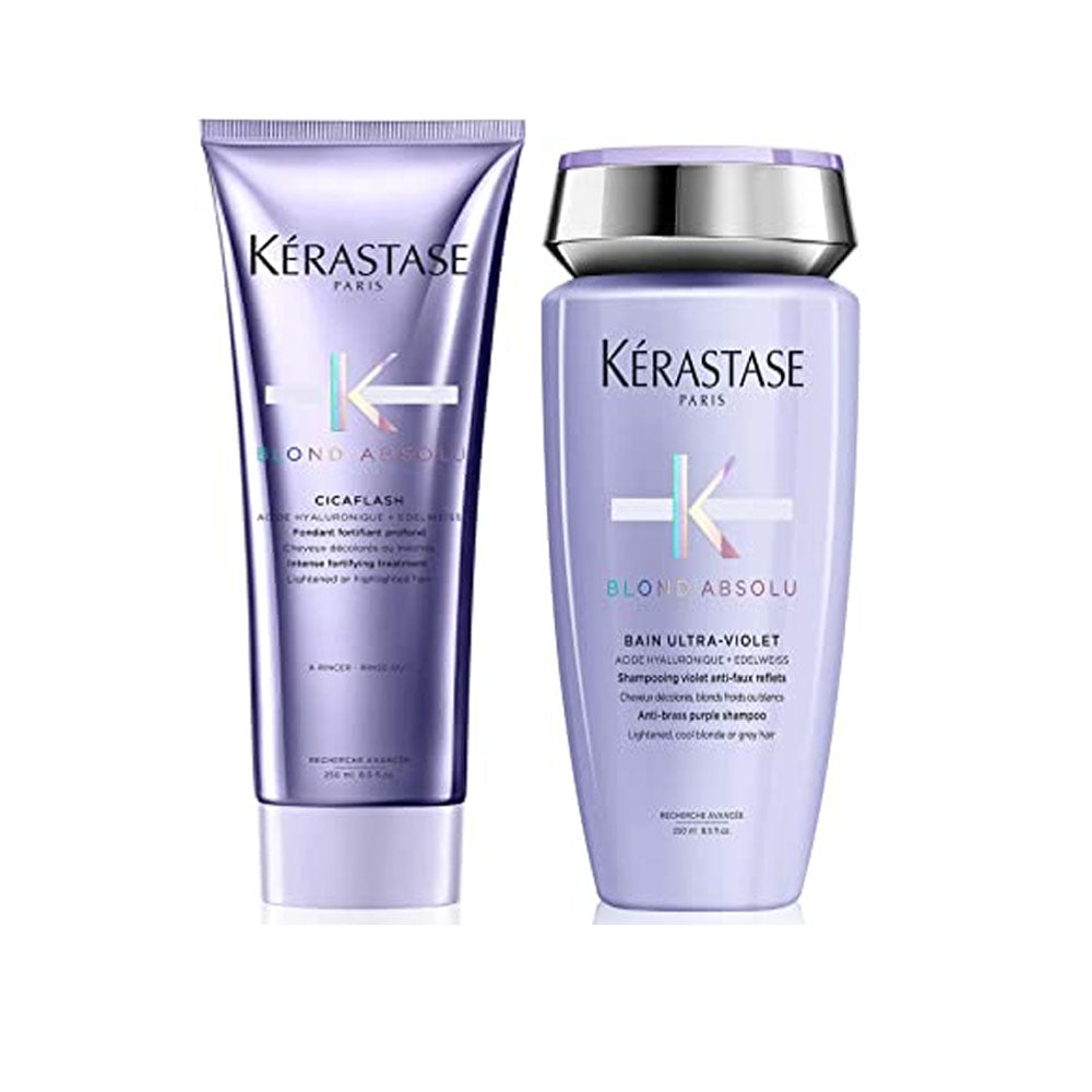 Kerastase Blond Absolu Bain Ultra-Violet Shampoo And Cicaflash Fondant Conditioner 8.5 Oz