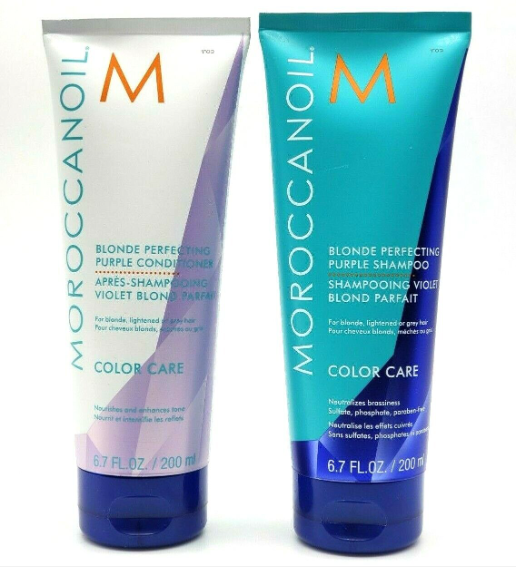 Moroccanoil Blonde Perfecting Purple Shampoo and Conditioner Bundle 6.7 oz each