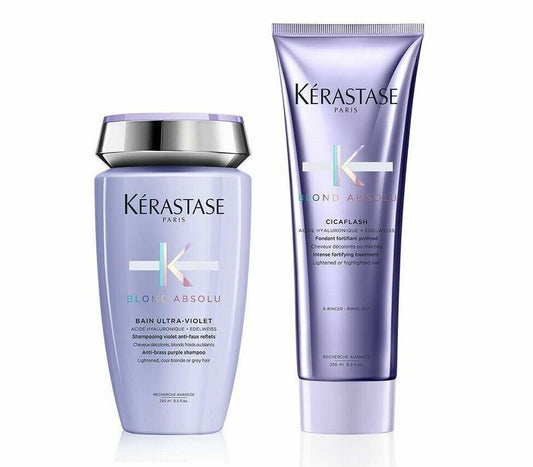 Kerastase Blond Absolu Bain Ultra-Violet & Cicaflash Conditioner 8.5 oz ea New
