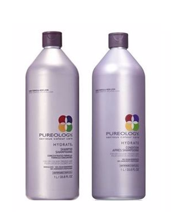 ($140 Value) Pureology Hydrate Shampoo & Conditioner Liter Duo Set, 33.8 Oz