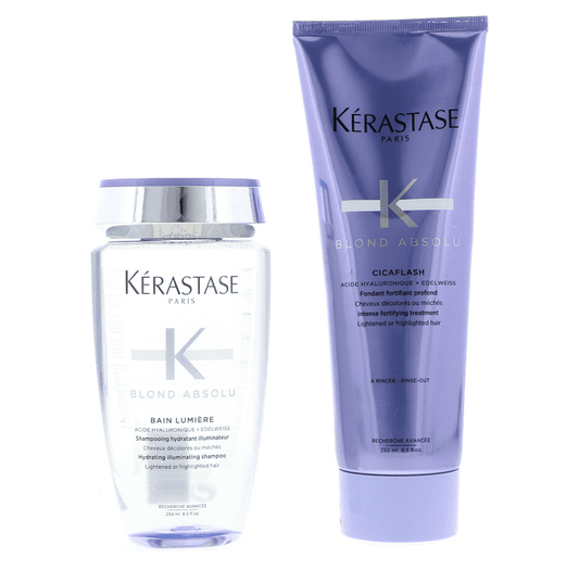 Kerastase Blond Absolu Bain Lumiere Illuminating Shampoo, 8.5 oz 1 Pc, Kerastase Blond Absolu Cicaflash Conditioner, 8.5 oz 1 Pc
