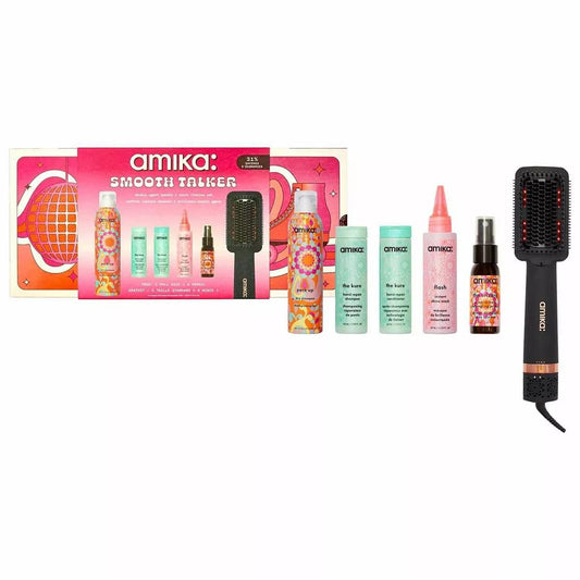 amika Smooth Talker Double Agent Straightening Blow Dry Brush Hair Set
