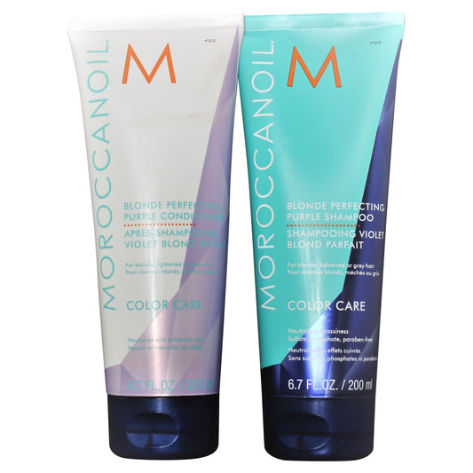Moroccanoil Blonde Perfecting Purple Shampoo and Conditioner Bundle 6.7oz