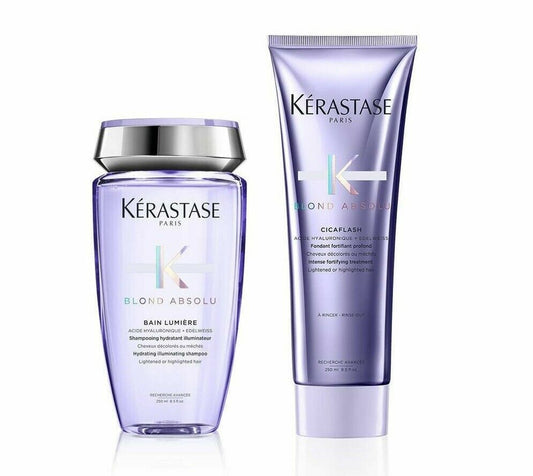 Kerastase Blond Absolu Bain Lumiere & Absolu Cicaflash Conditioner 8.5 oz ea.