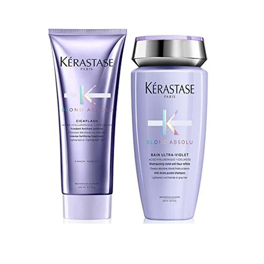 Kerastase Blond Absolu Bain Ultra-Violet Shampoo And Cicaflash Fondant Conditioner 8.5 Oz