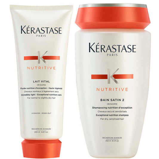 KERASTASE NUTRITIVE BAIN SATIN 2 AND LAIT VITAL DUO -8.5oz/6.8oz NEW FAST SHIPPi
