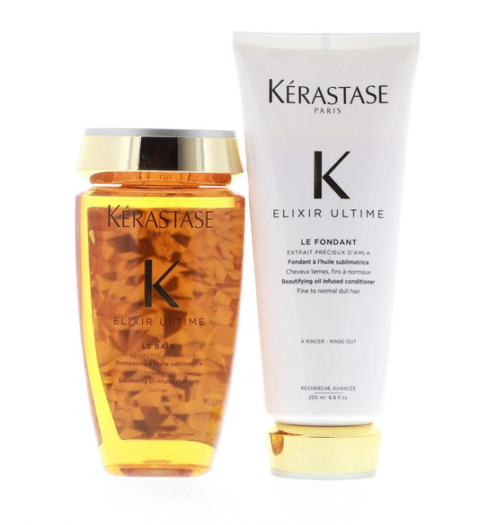 Kerastase Elixir Ultime Le Bain Sublimating Shampoo 8.5 oz , Le Fondant Conditioner 6.8 oz Set