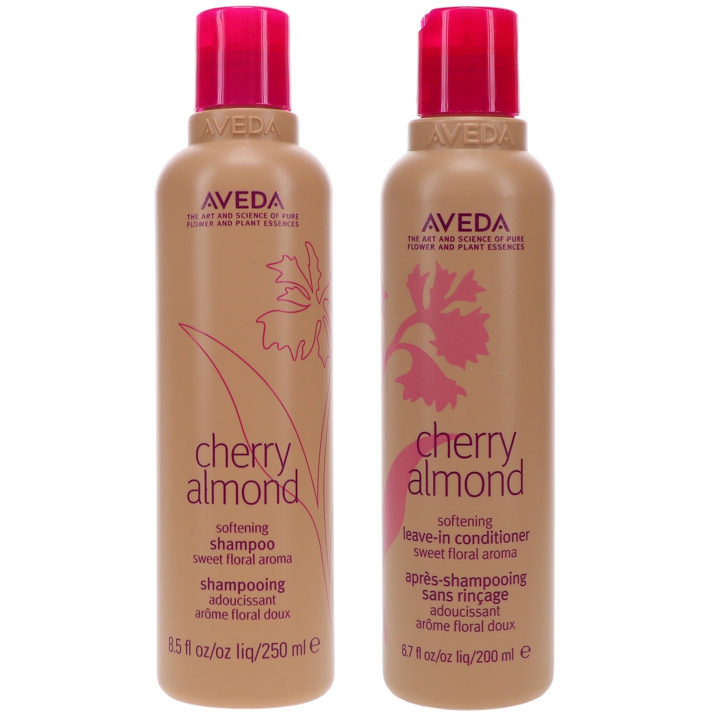 Aveda Cherry Almond Softening Shampoo 8.5 oz & Cherry Almond Softening Leave-In Conditioner 6.7 oz Combo Pack