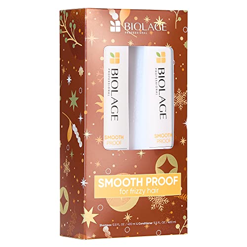 BIOLAGE Smooth Proof Shampoo & Conditioner Gift Set | Smooths & Controls Frizz | for Frizzy Hair | Paraben & Silicone-Free | Vegan