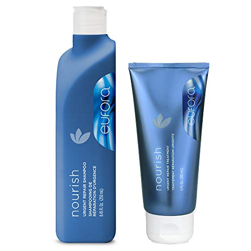 Eufora Nourish Urgent Repair Shampoo 8.45 oz & Urgent Repair Treatment 6 oz With Beautify Comb