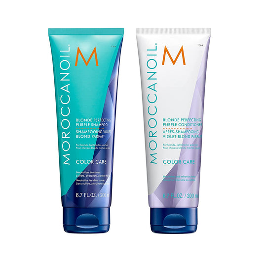 Moroccanoil Blonde Perfecting Purple Shampoo and Conditioner Bundle 6.7 oz each